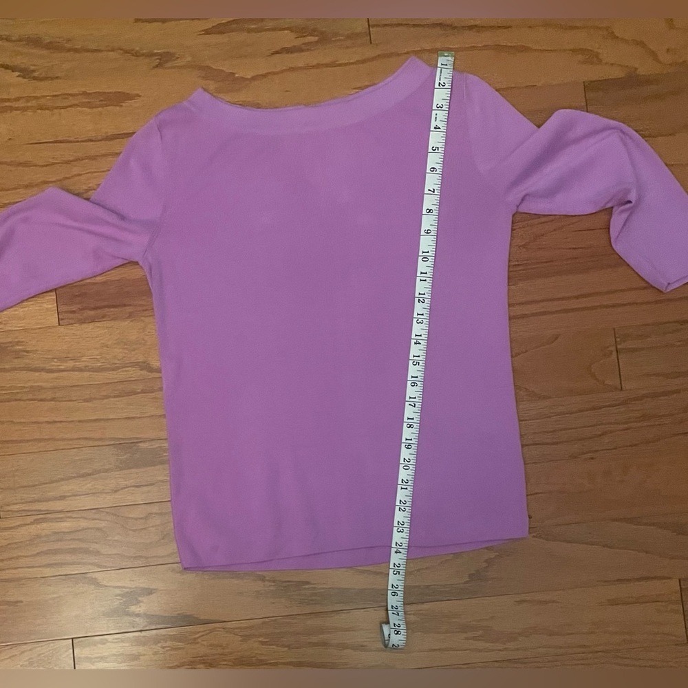 Talbots- Purple 3/4 Sleeve Top with Gold Buttons in the Back Size M - Picture 8 of 10